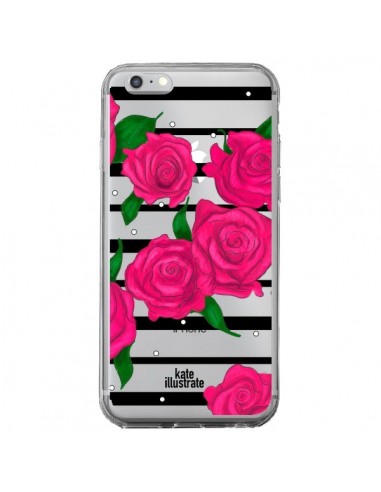 Coque iPhone 6 Plus et 6S Plus Roses Rose Fleurs Flowers Transparente - kateillustrate