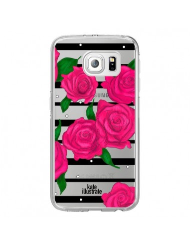 Coque Roses Rose Fleurs Flowers Transparente pour Samsung Galaxy S6 Edge - kateillustrate