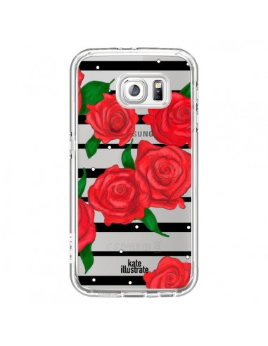 Coque Red Roses Rouge Fleurs Flowers Transparente pour Samsung Galaxy S6 - kateillustrate