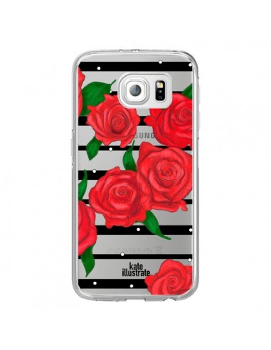 Coque Red Roses Rouge Fleurs Flowers Transparente pour Samsung Galaxy S6 Edge - kateillustrate