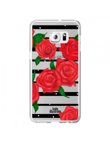 Coque Red Roses Rouge Fleurs Flowers Transparente pour Samsung Galaxy S6 Edge Plus - kateillustrate