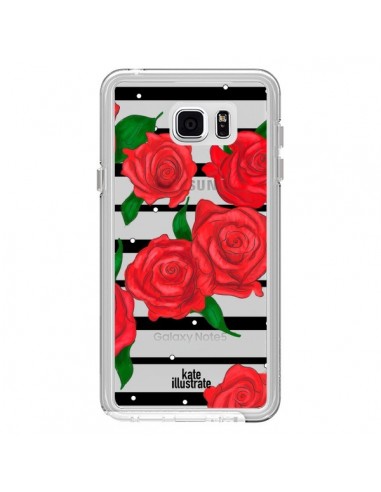 Coque Red Roses Rouge Fleurs Flowers Transparente pour Samsung Galaxy Note 5 - kateillustrate