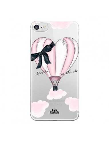 Coque iPhone 7/8 et SE 2020 Love is in the Air Love Montgolfier Transparente - kateillustrate