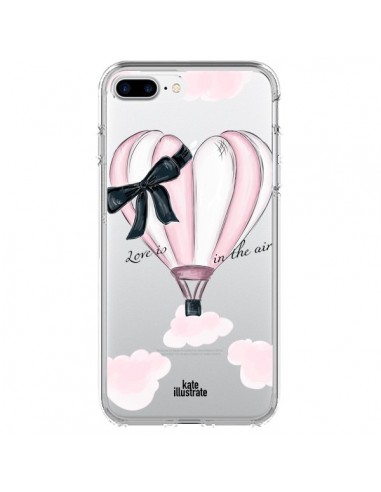 Coque iPhone 7 Plus et 8 Plus Love is in the Air Love Montgolfier Transparente - kateillustrate