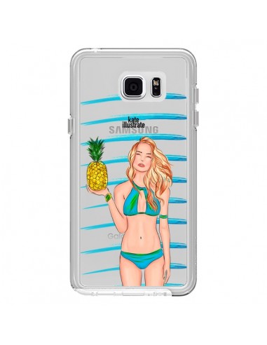 Coque Malibu Ananas Plage Ete Bleu Transparente pour Samsung Galaxy Note 5 - kateillustrate