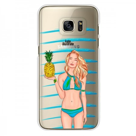 Coque Malibu Ananas Plage Ete Bleu Transparente pour Samsung Galaxy S7 Edge - kateillustrate Coque Malibu Ananas Plage Ete Bleu Transparente pour Samsung Galaxy S7 Edge - kateillustrate