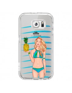 Coque Malibu Ananas Plage Ete Bleu Transparente pour Samsung Galaxy S6 - kateillustrate