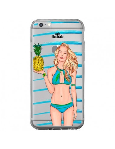 Coque Malibu Ananas Plage Ete Bleu Transparente pour iPhone 6 Plus et 6S Plus - kateillustrate