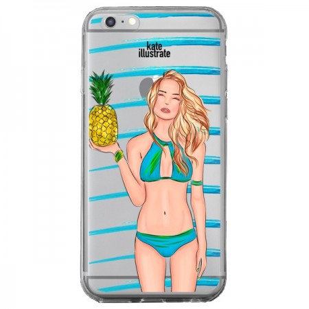 Coque Malibu Ananas Plage Ete Bleu Transparente pour iPhone 6 Plus et 6S Plus - kateillustrate Coque Malibu Ananas Plage Ete Bleu Transparente pour iPhone 6 Plus et 6S Plus - kateillustrate