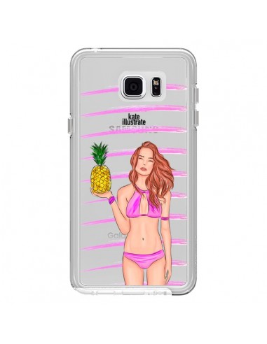 Coque Malibu Ananas Plage Ete Rose Transparente pour Samsung Galaxy Note 5 - kateillustrate