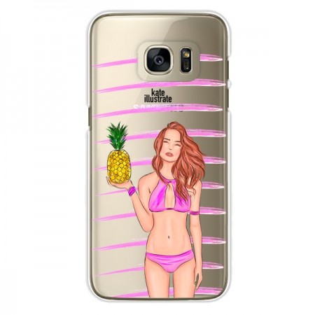 Coque Malibu Ananas Plage Ete Rose Transparente pour Samsung Galaxy S7 Edge - kateillustrate Coque Malibu Ananas Plage Ete Rose Transparente pour Samsung Galaxy S7 Edge - kateillustrate