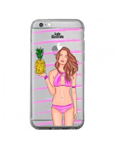 Coque Malibu Ananas Plage Ete Rose Transparente pour iPhone 6 Plus et 6S Plus - kateillustrate