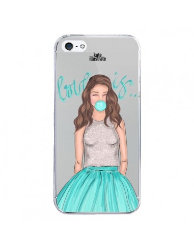 Coque Bubble Girls Tiffany Bleu Transparente pour iPhone 5/5S et SE - kateillustrate