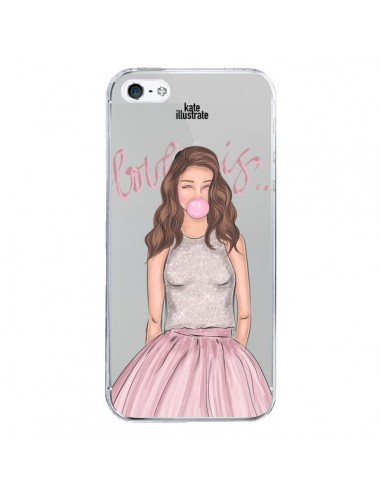 Coque Bubble Girl Tiffany Rose Transparente pour iPhone 5/5S et SE - kateillustrate