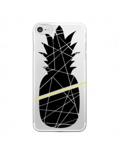 Coque iPhone 7/8 et SE 2020 Ananas Noir Transparente -...