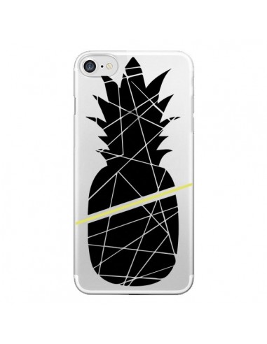 Coque iPhone 7/8 et SE 2020 Ananas Noir Transparente - Koura-Rosy Kane