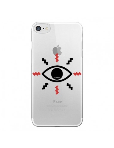 Coque iPhone 7/8 et SE 2020 Eye I See You Oeil Transparente - Koura-Rosy Kane