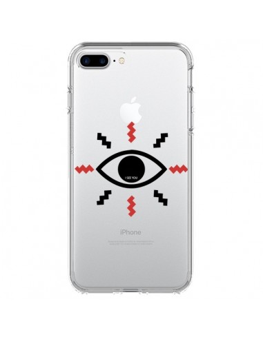 Coque iPhone 7 Plus et 8 Plus Eye I See You Oeil Transparente - Koura-Rosy Kane