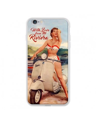 Coque iPhone 6 Plus et 6S Plus Pin Up With Love From the Riviera Vespa Vintage - Nico