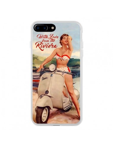 Coque iPhone 7 Plus et 8 Plus Pin Up With Love From the Riviera Vespa Vintage - Nico