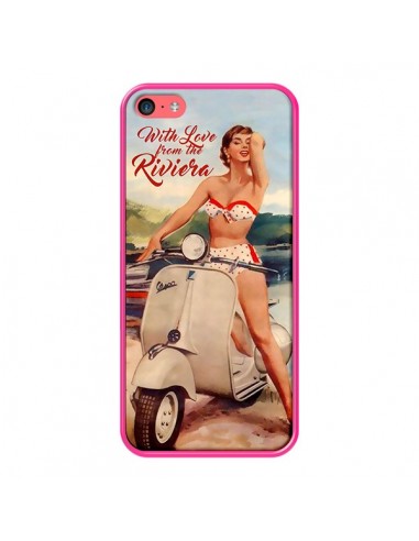 Coque iPhone 5C Pin Up With Love From the Riviera Vespa Vintage - Nico