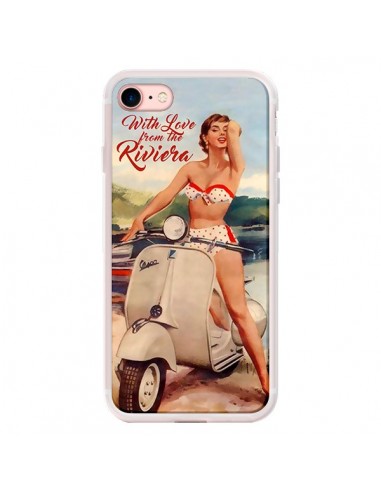 Coque iPhone 7/8 et SE 2020 Pin Up With Love From the Riviera Vespa Vintage - Nico