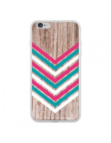 Coque iPhone 6 Plus et 6S Plus Tribal Aztèque Bois Wood Flèche Rose Bleu - Laetitia