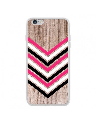 Coque iPhone 6 Plus et 6S Plus Tribal Aztèque Bois Wood Flèche Rose Blanc Noir - Laetitia