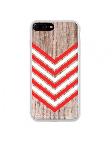 Coque iPhone 7 Plus et 8 Plus Tribal Aztèque Bois Wood Flèche Rouge Blanc - Laetitia