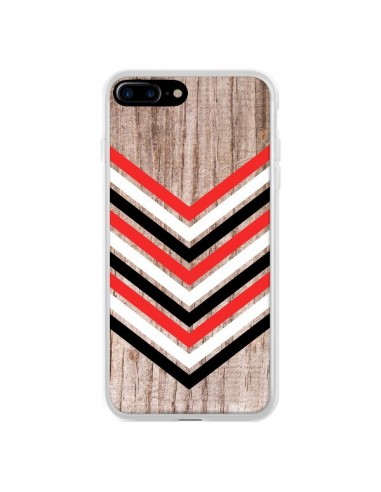 Coque iPhone 7 Plus et 8 Plus Tribal Aztèque Bois Wood Flèche Rouge Blanc Noir - Laetitia