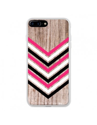 Coque iPhone 7 Plus et 8 Plus Tribal Aztèque Bois Wood Flèche Rose Blanc Noir - Laetitia