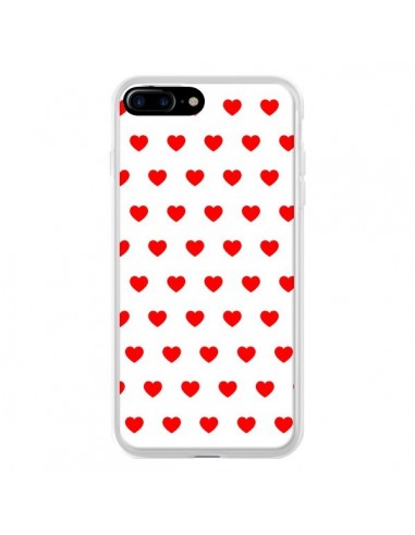 Coque iPhone 7 Plus et 8 Plus Coeurs Rouges Fond Blanc - Laetitia