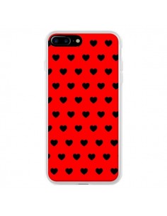 Coque iPhone 7 Plus et 8 Plus Coeurs Noirs Fond Rouge -...