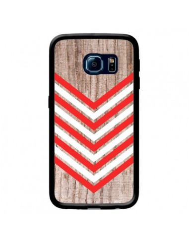 Coque Tribal Aztèque Bois Wood Flèche Rouge Blanc pour Samsung Galaxy S6 Edge - Laetitia