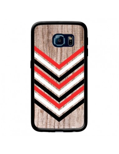 Coque Tribal Aztèque Bois Wood Flèche Rouge Blanc Noir pour Samsung Galaxy S6 Edge - Laetitia