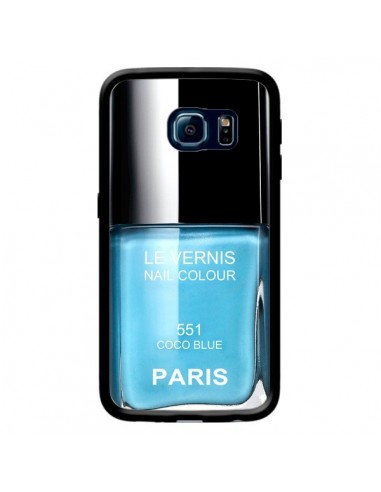 Coque Vernis Paris Coco Blue Bleu pour Samsung Galaxy S6 Edge - Laetitia