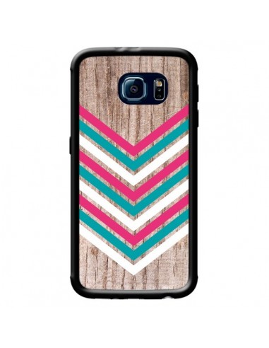 Coque Tribal Aztèque Bois Wood Flèche Rose Bleu pour Samsung Galaxy S6 - Laetitia