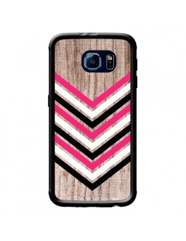 Coque Tribal Aztèque Bois Wood Flèche Rose Blanc Noir pour Samsung Galaxy S6 - Laetitia