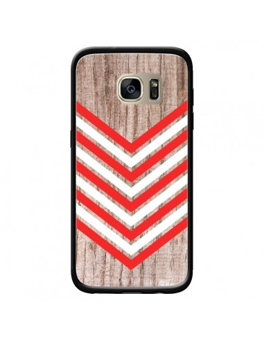 Coque Tribal Aztèque Bois Wood Flèche Rouge Blanc pour Samsung Galaxy S7 Edge - Laetitia