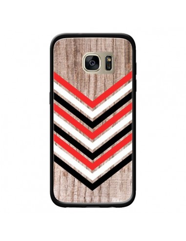 Coque Tribal Aztèque Bois Wood Flèche Rouge Blanc Noir pour Samsung Galaxy S7 Edge - Laetitia