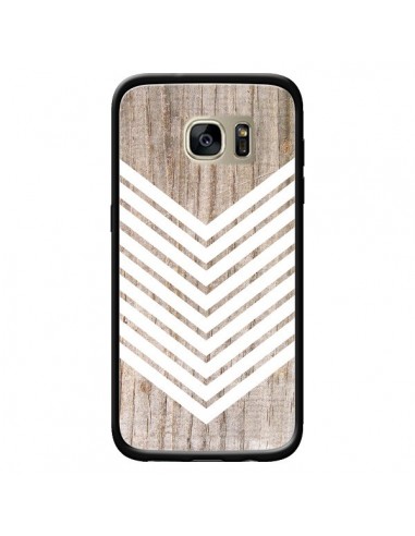 Coque Tribal Aztèque Bois Wood Flèche Blanc pour Samsung Galaxy S7 Edge - Laetitia