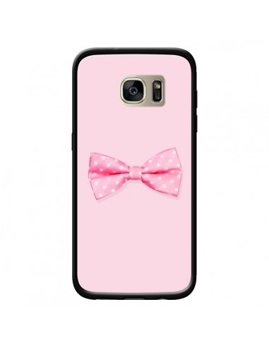Coque Noeud Papillon Rose Girly Bow Tie pour Samsung Galaxy S7 Edge - Laetitia
