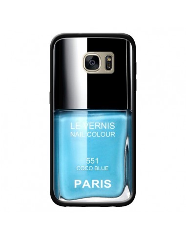 Coque Vernis Paris Coco Blue Bleu pour Samsung Galaxy S7 Edge - Laetitia