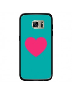 Coque Coeur Rose Fond Bleu pour Samsung Galaxy S7 Edge -...