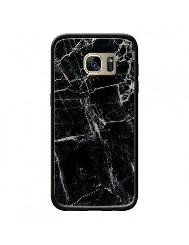 Coque Marbre Marble Noir Black pour Samsung Galaxy S7 Edge - Laetitia