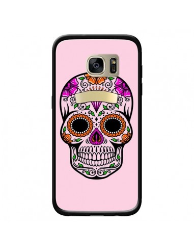 Coque Tête de Mort Mexicaine Rose Multicolore pour Samsung Galaxy S7 Edge - Laetitia