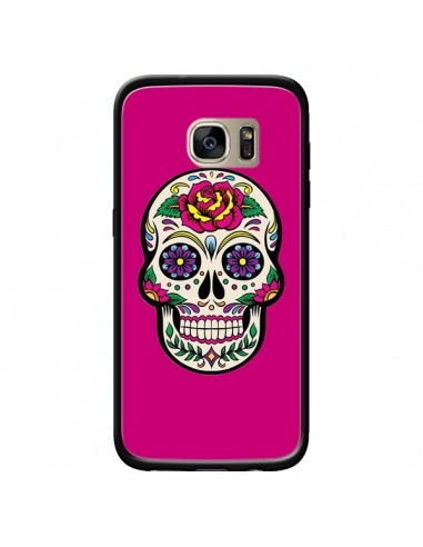 Coque Tête de Mort Mexicaine Rose Fushia pour Samsung Galaxy S7 Edge - Laetitia