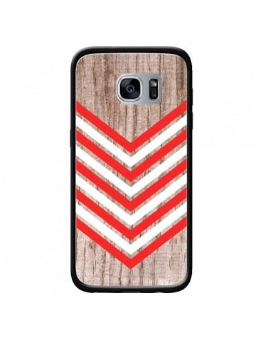 Coque Tribal Aztèque Bois Wood Flèche Rouge Blanc pour Samsung Galaxy S7 - Laetitia