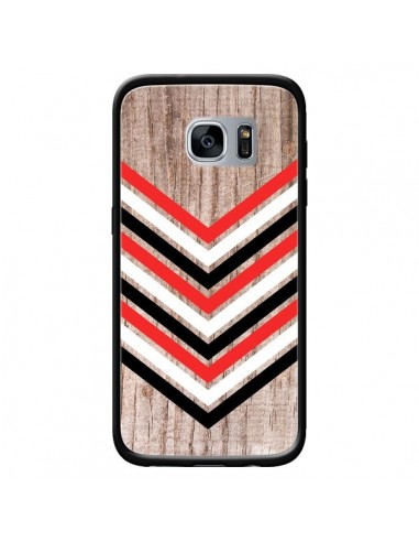 Coque Tribal Aztèque Bois Wood Flèche Rouge Blanc Noir pour Samsung Galaxy S7 - Laetitia