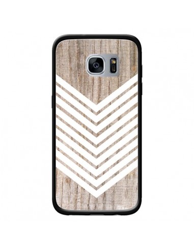 Coque Tribal Aztèque Bois Wood Flèche Blanc pour Samsung Galaxy S7 - Laetitia